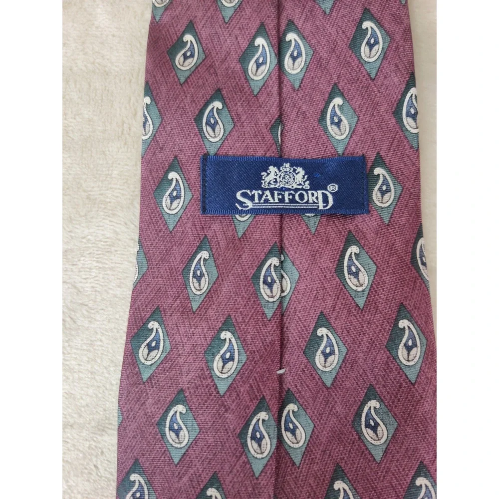 Vintage Stafford Geometric All Silk Tie Designer Tear Drop 4